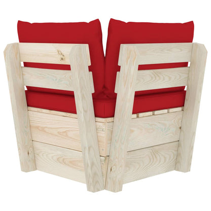 Tuin Met Kussens Pallet Geïmpregneerd Vurenhout Rood Hoekbank