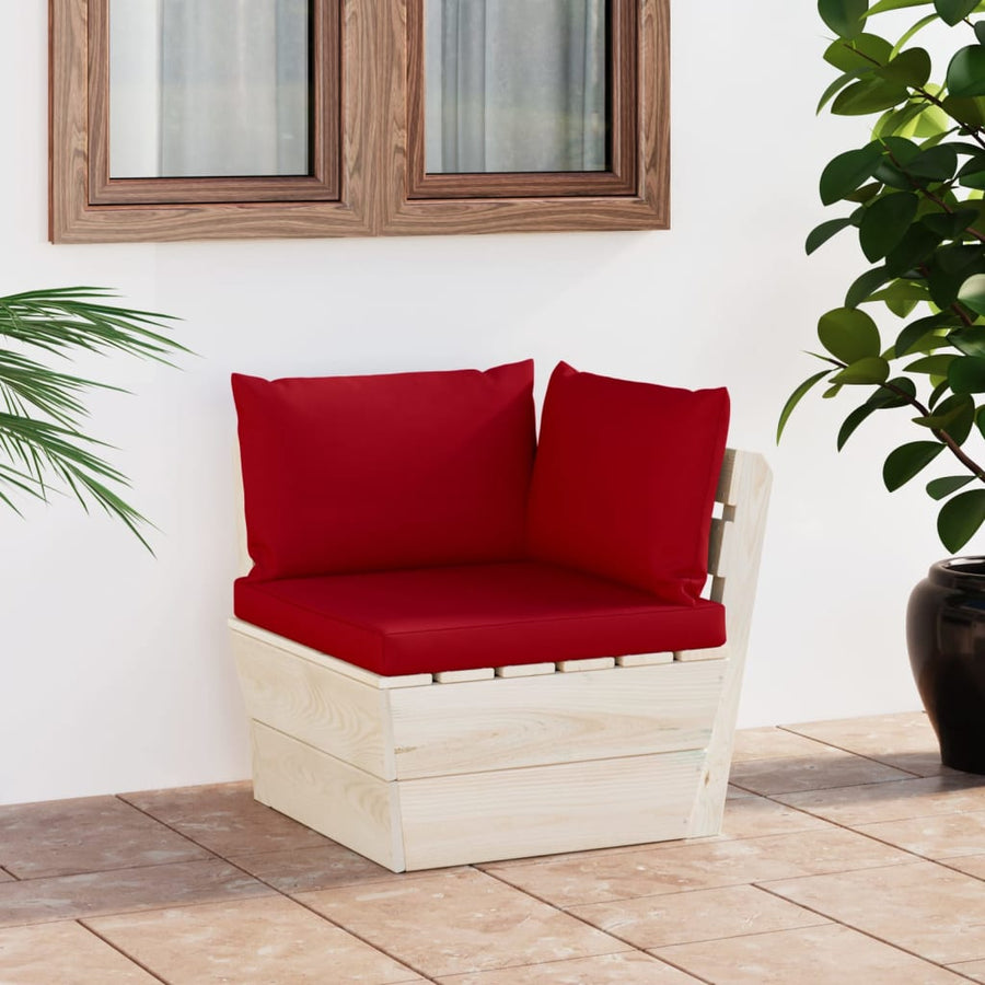 Tuin Met Kussens Pallet Geïmpregneerd Vurenhout Rood Hoekbank