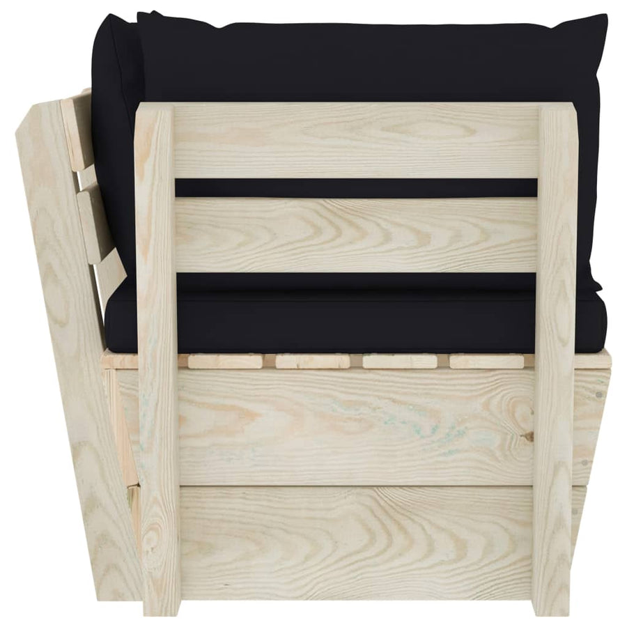 Tuin Met Kussens Pallet Geïmpregneerd Vurenhout Zwart Hoekbank
