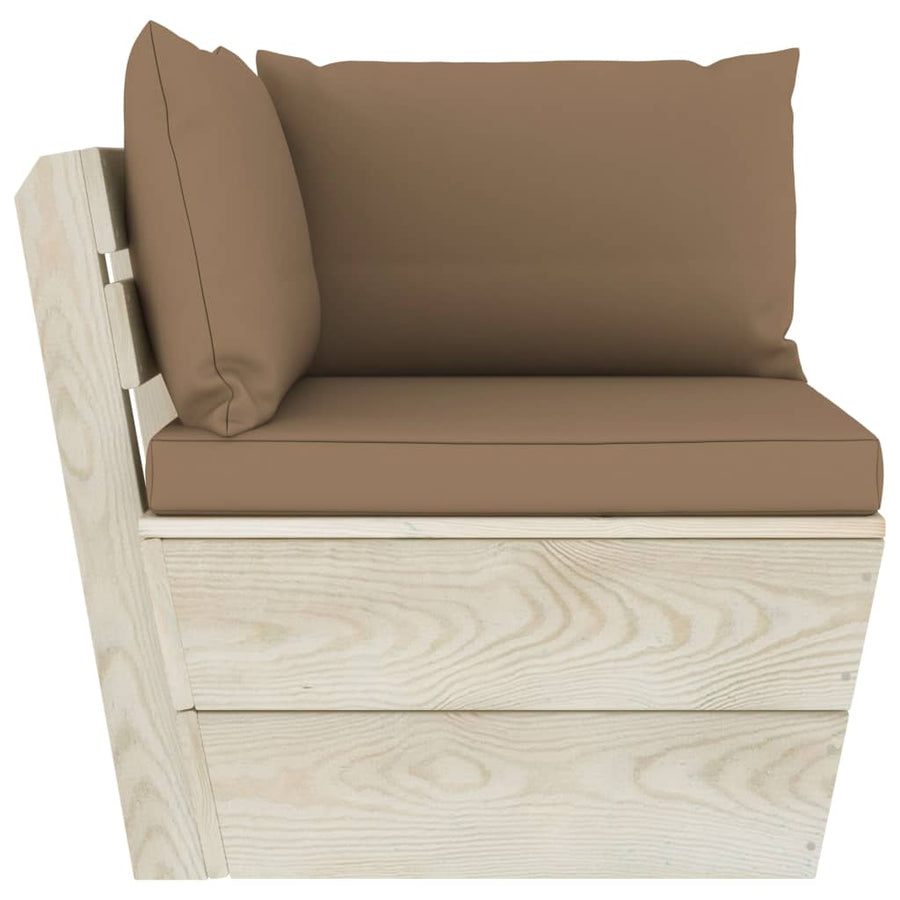 Tuin Met Kussens Pallet Geïmpregneerd Vurenhout Taupe Hoekbank
