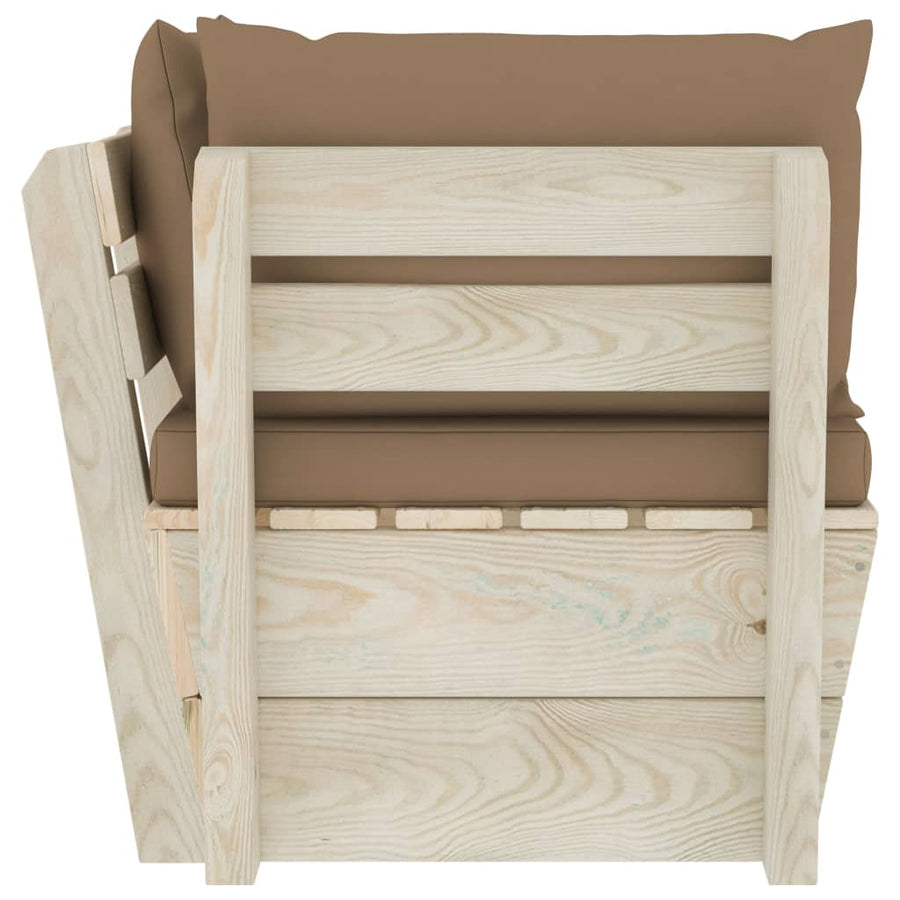 Tuin Met Kussens Pallet Geïmpregneerd Vurenhout Taupe Hoekbank
