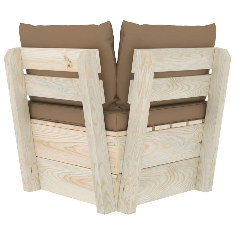 Tuin Met Kussens Pallet Geïmpregneerd Vurenhout Taupe Hoekbank