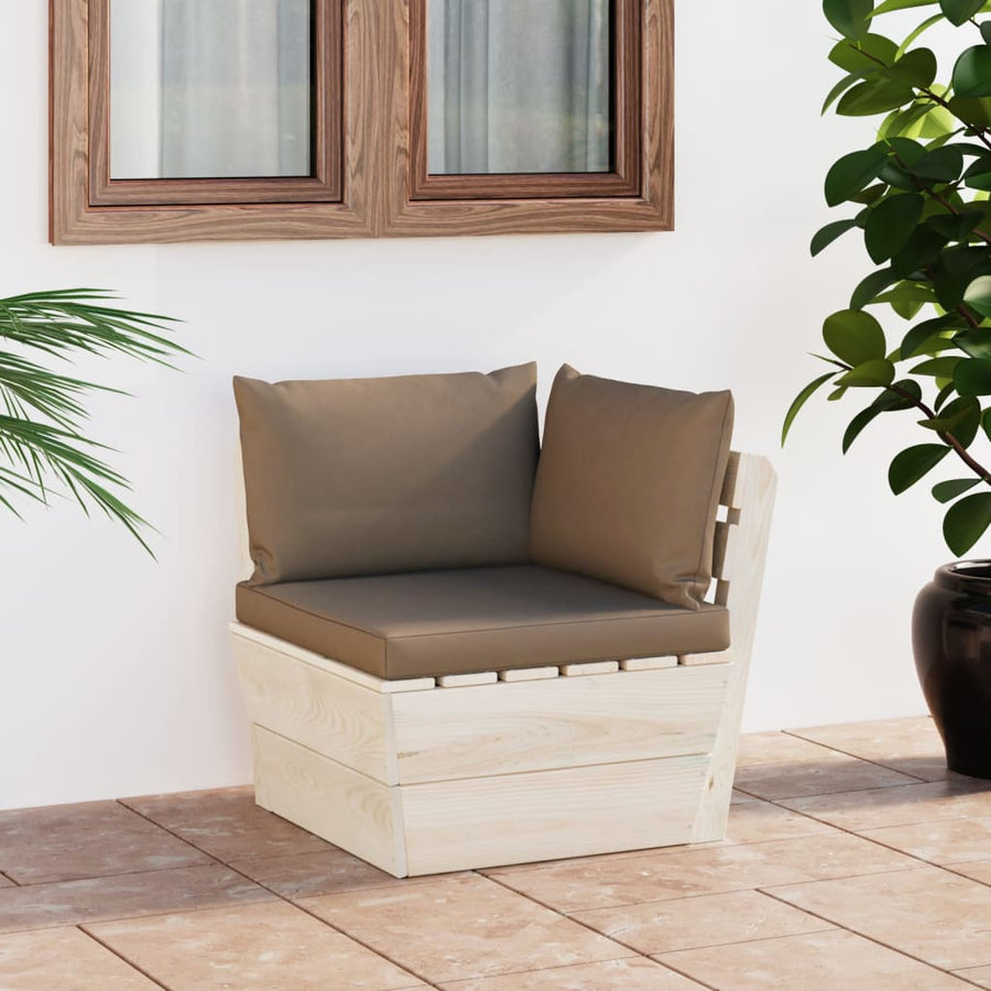 Tuin Met Kussens Pallet Geïmpregneerd Vurenhout Taupe Hoekbank