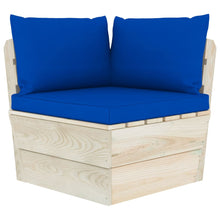 Tuin Met Kussens Pallet Geïmpregneerd Vurenhout Blauw Hoekbank