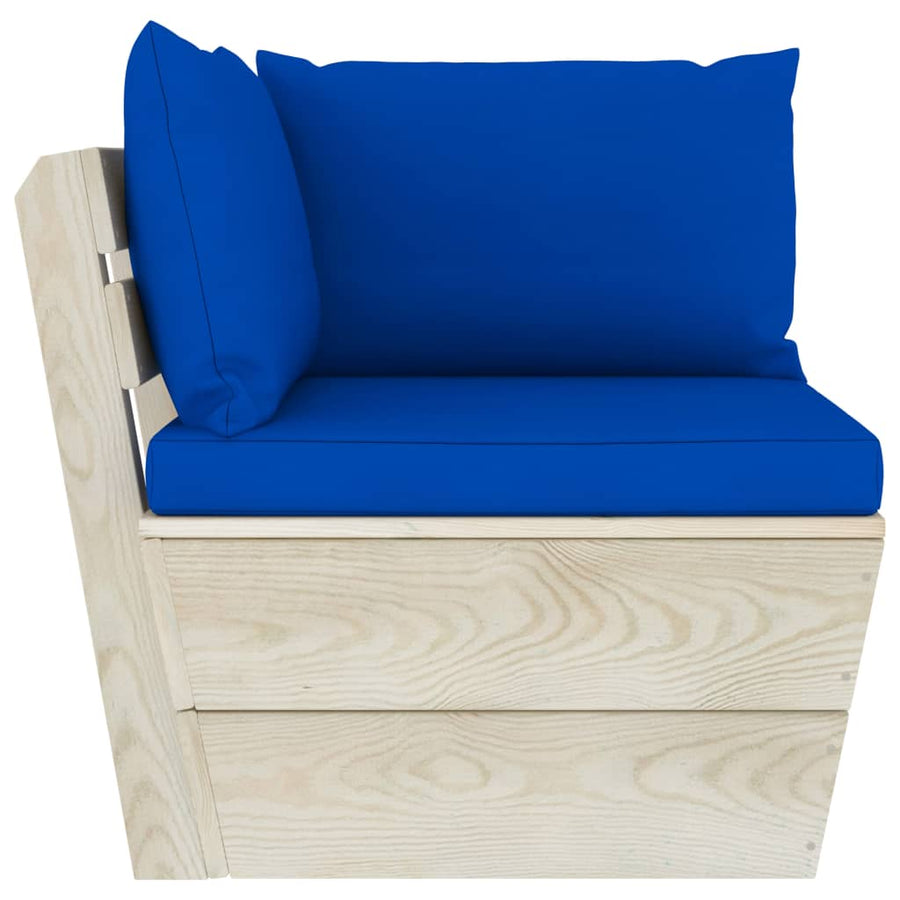 Tuin Met Kussens Pallet Geïmpregneerd Vurenhout Blauw Hoekbank