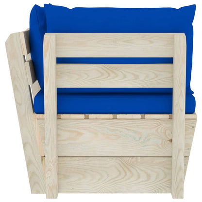 Tuin Met Kussens Pallet Geïmpregneerd Vurenhout Blauw Hoekbank