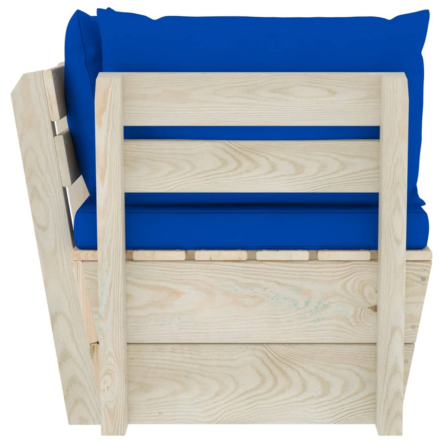 Tuin Met Kussens Pallet Geïmpregneerd Vurenhout Blauw Hoekbank
