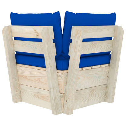 Tuin Met Kussens Pallet Geïmpregneerd Vurenhout Blauw Hoekbank