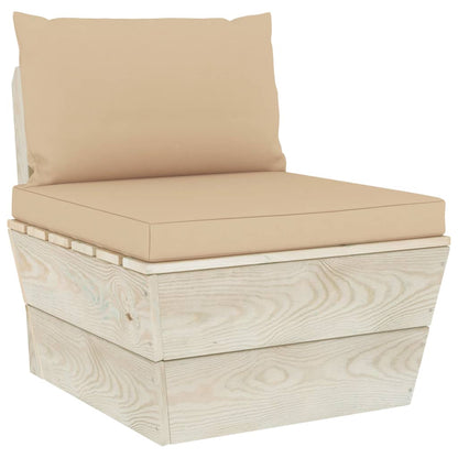 Tuin Met Kussens Pallet Geïmpregneerd Vurenhout Beige Middenbank