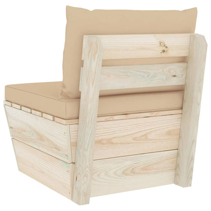 Tuin Met Kussens Pallet Geïmpregneerd Vurenhout Beige Middenbank