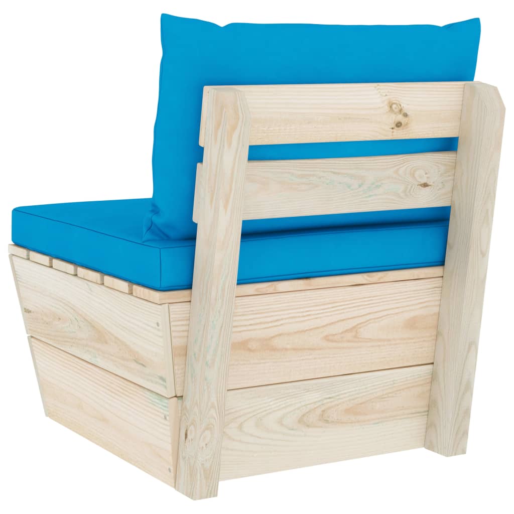 Tuin Met Kussens Pallet Geïmpregneerd Vurenhout lichtblauw Middenbank