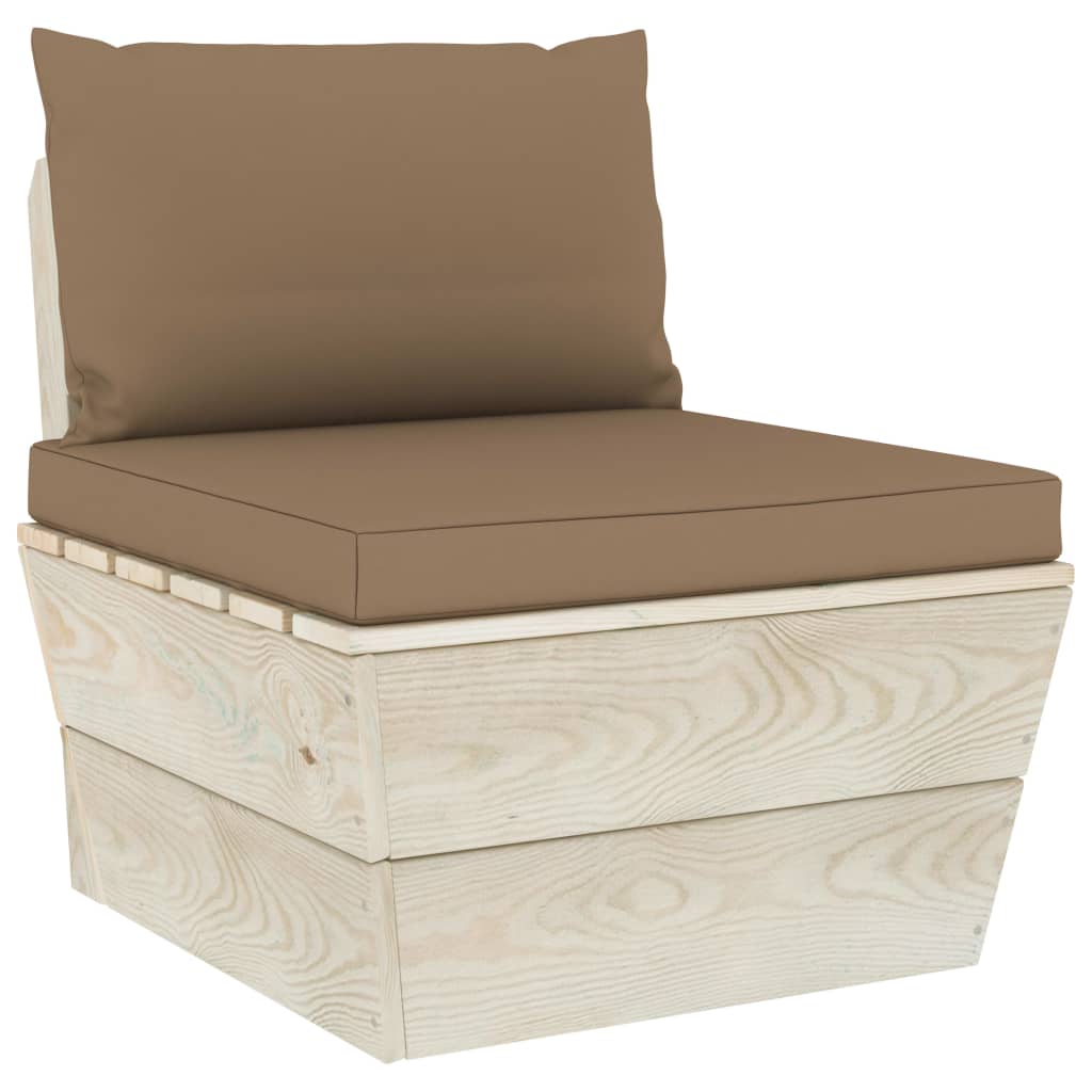 Tuin Met Kussens Pallet Geïmpregneerd Vurenhout Taupe Middenbank