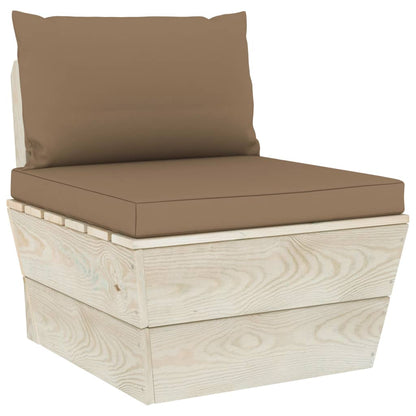 Tuin Met Kussens Pallet Geïmpregneerd Vurenhout Taupe Middenbank