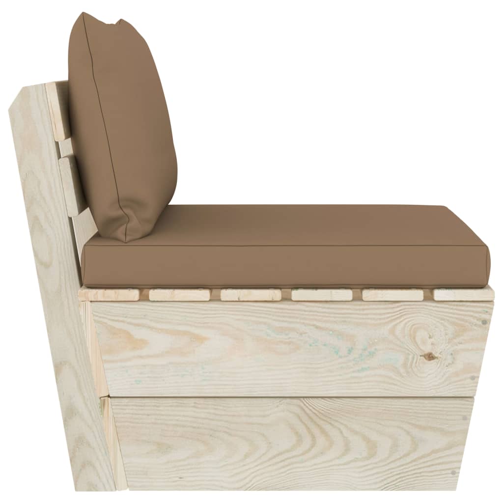 Tuin Met Kussens Pallet Geïmpregneerd Vurenhout Taupe Middenbank