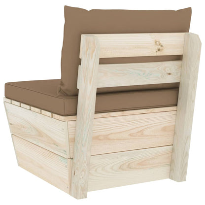 Tuin Met Kussens Pallet Geïmpregneerd Vurenhout Taupe Middenbank