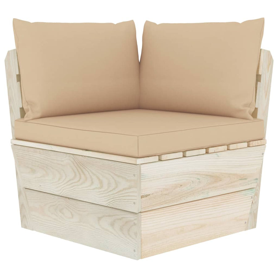 Tuinbank 2-Zits Met Kussens Pallet Vurenhout Beige Tweezitsbank