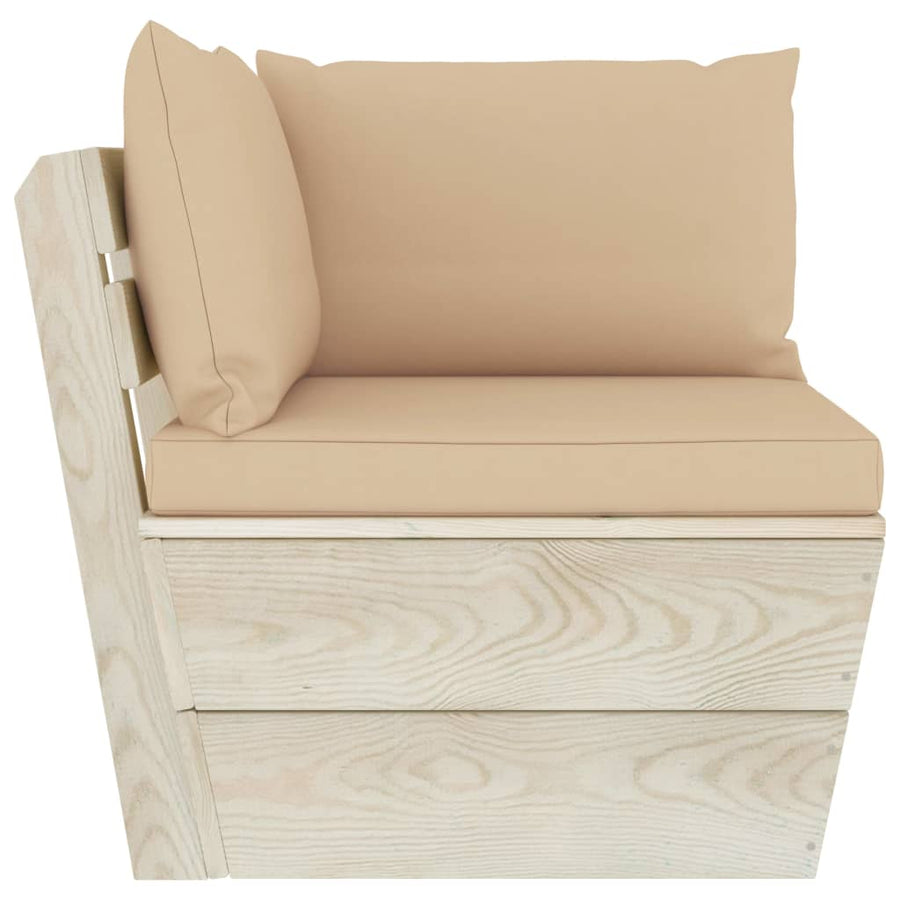 Tuinbank 2-Zits Met Kussens Pallet Vurenhout Beige Tweezitsbank