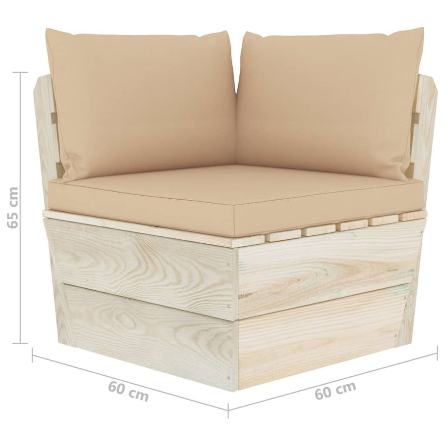 Tuinbank 2-Zits Met Kussens Pallet Vurenhout Beige Tweezitsbank