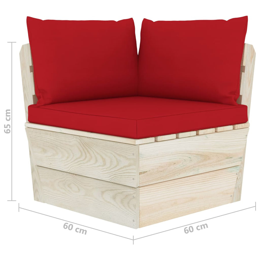 Tuinbank 2-Zits Met Kussens Pallet Vurenhout Rood Tweezitsbank