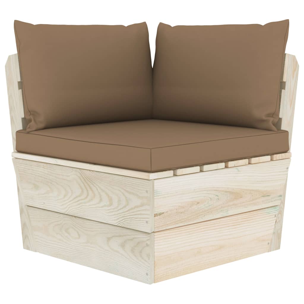 Tuinbank 2-Zits Met Kussens Pallet Vurenhout Taupe Tweezitsbank