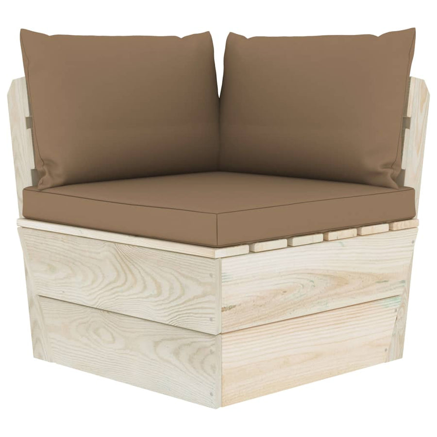 Tuinbank 2-Zits Met Kussens Pallet Vurenhout Taupe Tweezitsbank