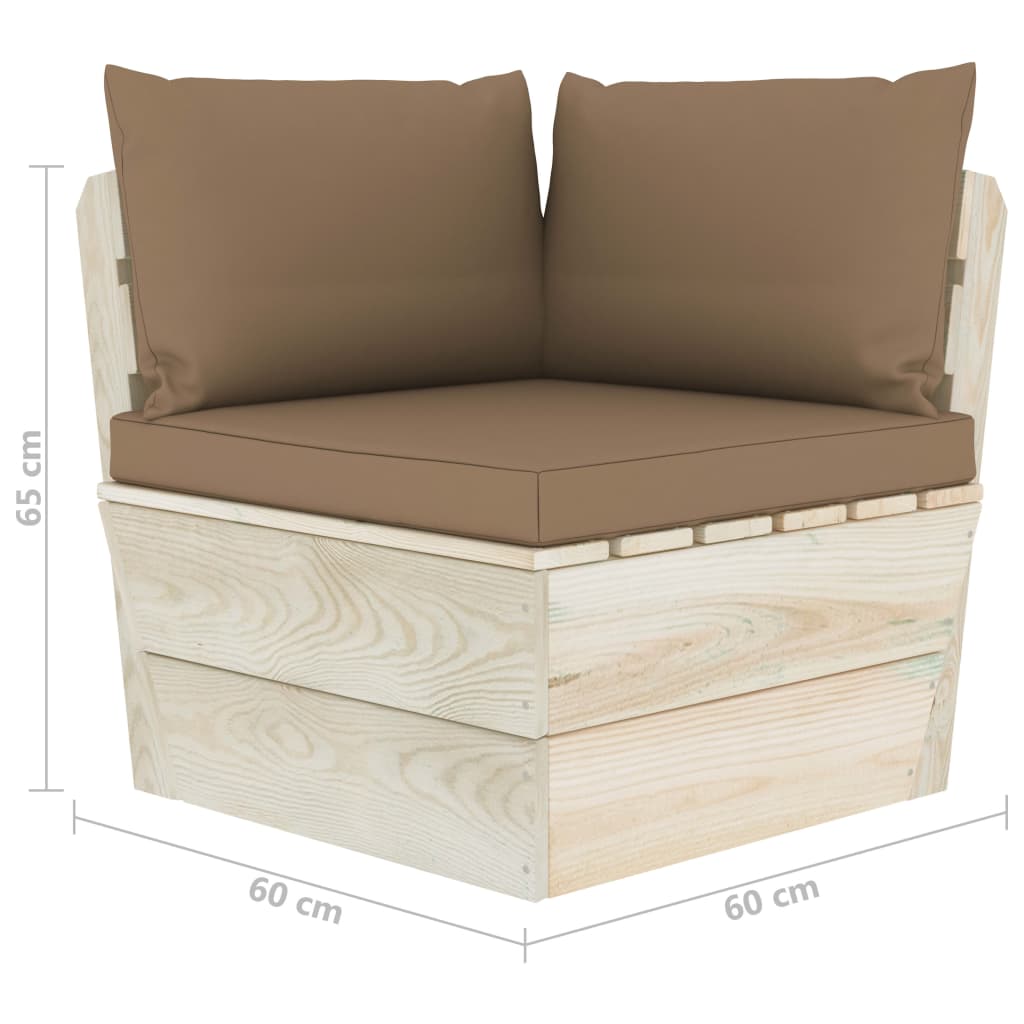 Tuinbank 2-Zits Met Kussens Pallet Vurenhout Taupe Tweezitsbank