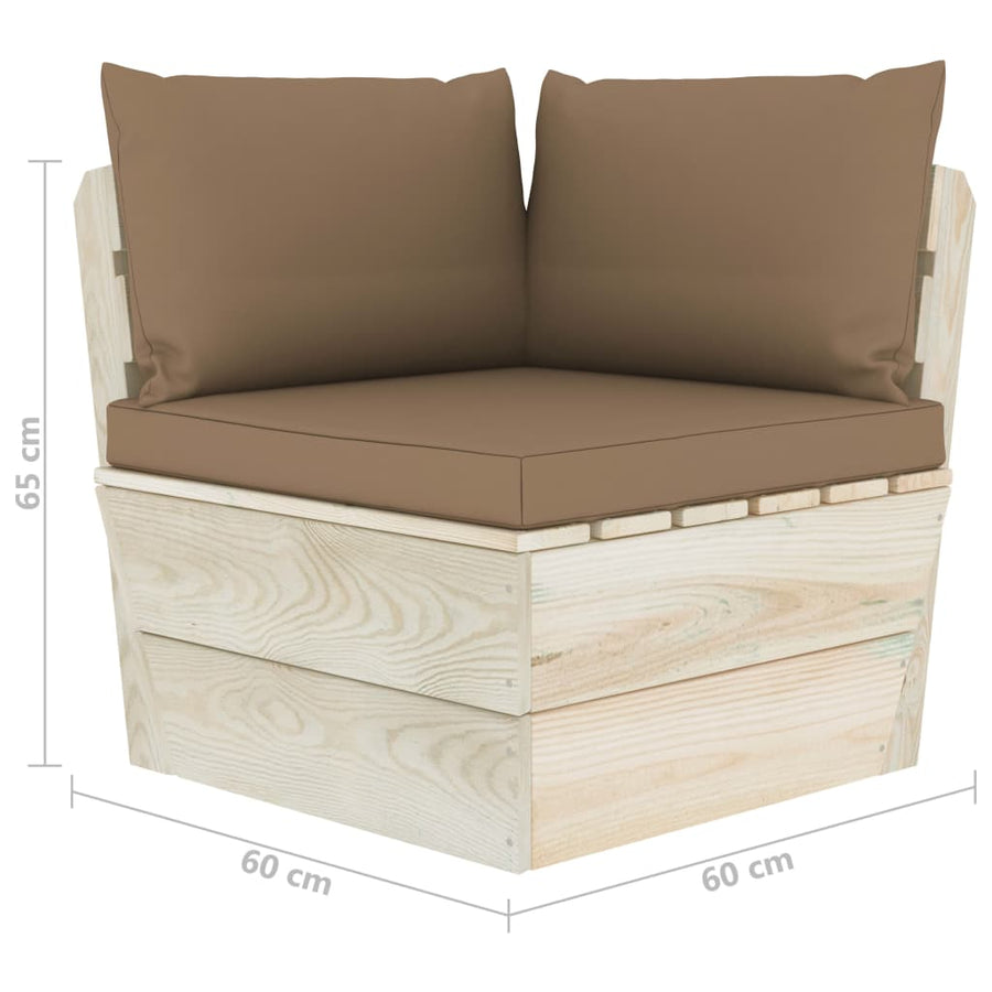 Tuinbank 2-Zits Met Kussens Pallet Vurenhout Taupe Tweezitsbank