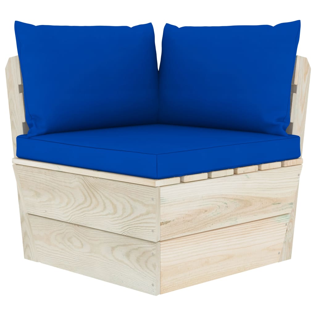 Tuinbank 2-Zits Met Kussens Pallet Vurenhout Blauw Tweezitsbank