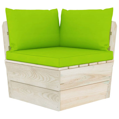 Tuinbank 3-Zits Met Kussens Pallet Vurenhout Heldergroen 1