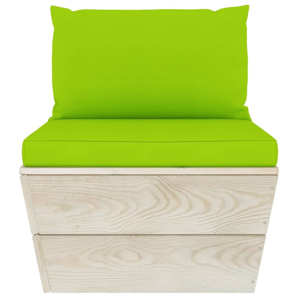 Tuinbank 3-Zits Met Kussens Pallet Vurenhout Heldergroen 1