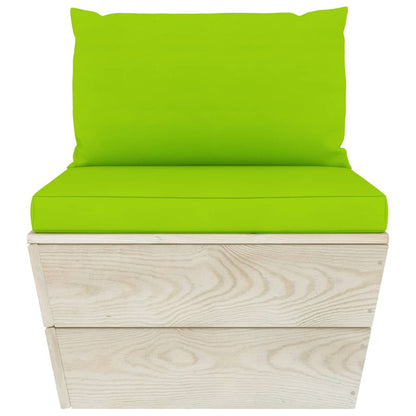 Tuinbank 3-Zits Met Kussens Pallet Vurenhout Heldergroen 1