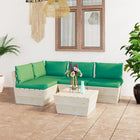 5-Delige Loungeset Met Kussens Pallet Vurenhout Groen 1 hoek + 3x midden + Tafel