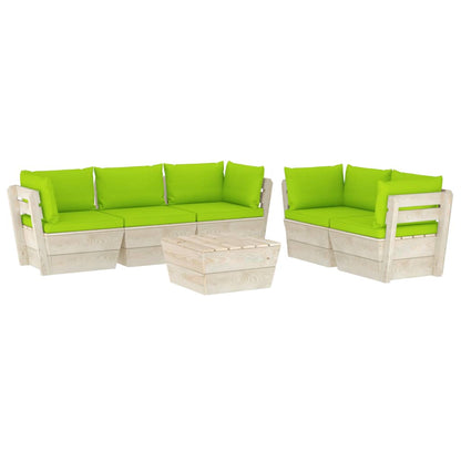 6-Delige Loungeset Met Kussens Pallet Vurenhout 1