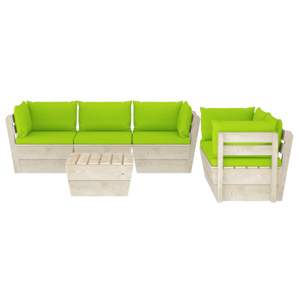 6-Delige Loungeset Met Kussens Pallet Vurenhout 1