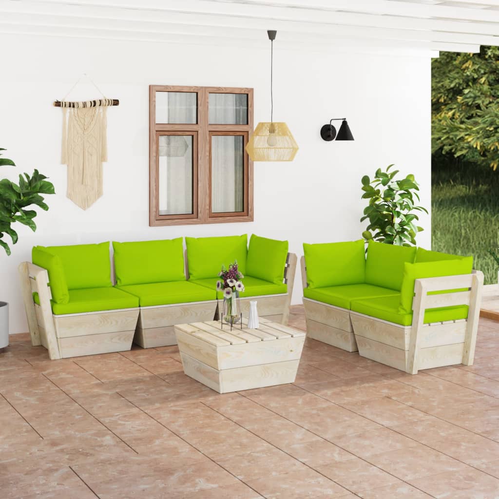 6-Delige Loungeset Met Kussens Pallet Vurenhout 1