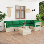 6-Delige Loungeset Met Kussens Pallet Vurenhout Groen 1 2x midden + 3x hoek + Tafel