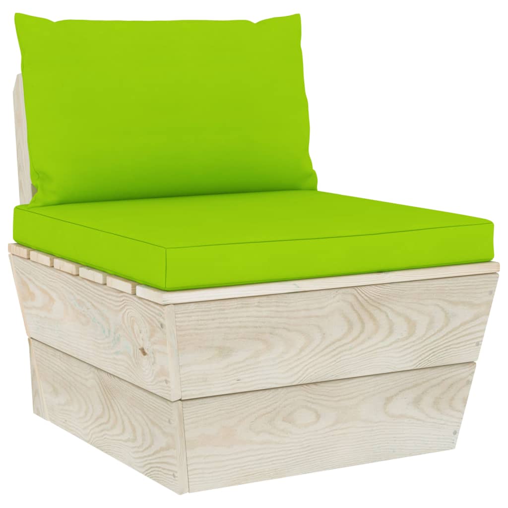 7-Delige Loungeset Met Kussens Pallet Vurenhout Heldergroen