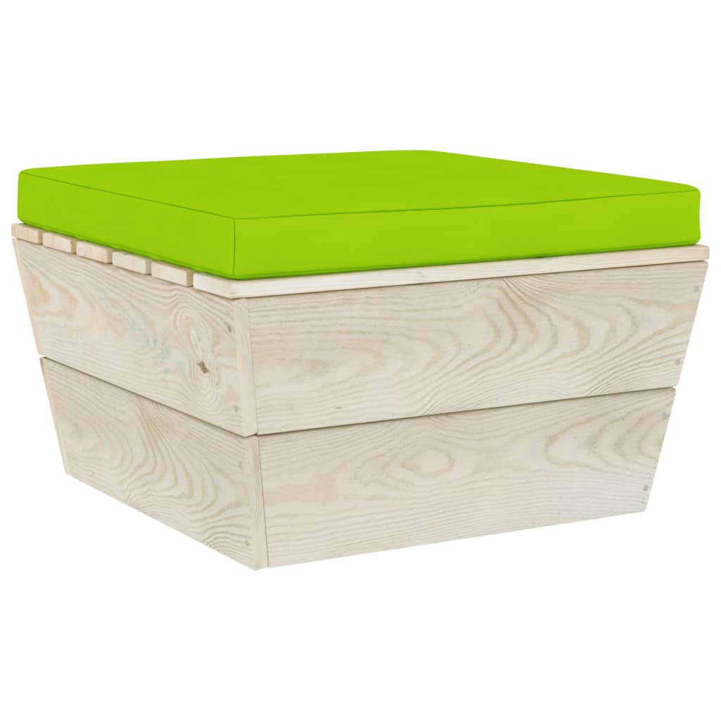 7-Delige Loungeset Met Kussens Pallet Vurenhout Heldergroen