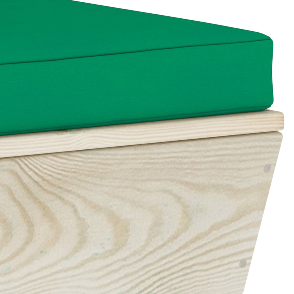 0-Delige Loungeset Met Kussens Pallet Vurenhout Groen 1 4x hoek + 5x midden + Tafel