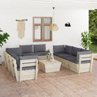 9-Delige Loungeset Met Kussens Pallet Vurenhout Antraciet 1 4x hoek + 4x midden + Tafel