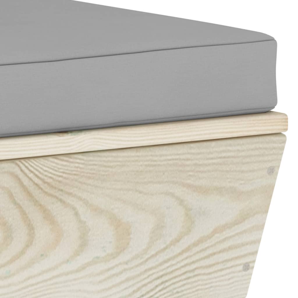 -Delige Loungeset Met Kussens Pallet Vurenhout Grijs 1 3x hoek + 5x midden + Tafel + 2x voetensteun