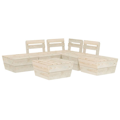 6-Delige Loungeset Pallet Geïmpregneerd Vurenhout hoek + 2x midden + 3x Tafel