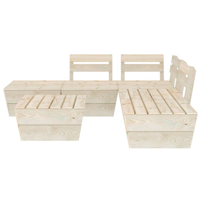 6-Delige Loungeset Pallet Geïmpregneerd Vurenhout hoek + 2x midden + 3x Tafel