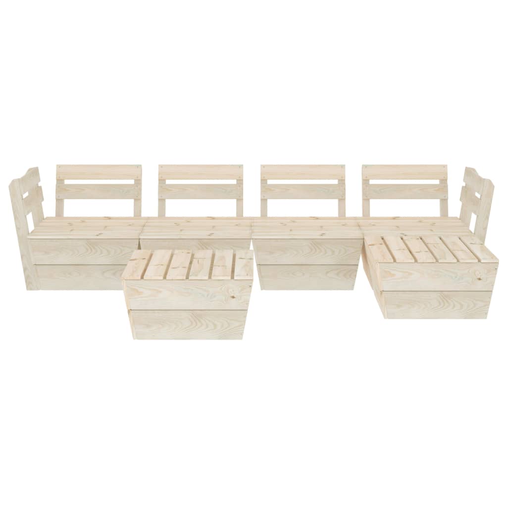 6-Delige Loungeset Pallet Geïmpregneerd Vurenhout 2x hoek + 2x midden + 2x Tafel
