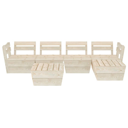 6-Delige Loungeset Pallet Geïmpregneerd Vurenhout 2x hoek + 2x midden + 2x Tafel