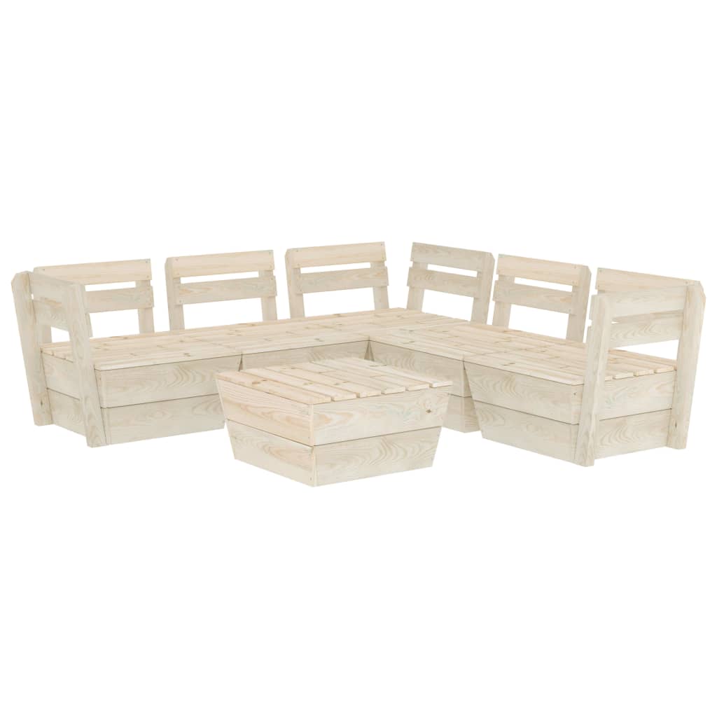 6-Delige Loungeset Pallet Geïmpregneerd Vurenhout 3x hoek + 2x midden + Tafel