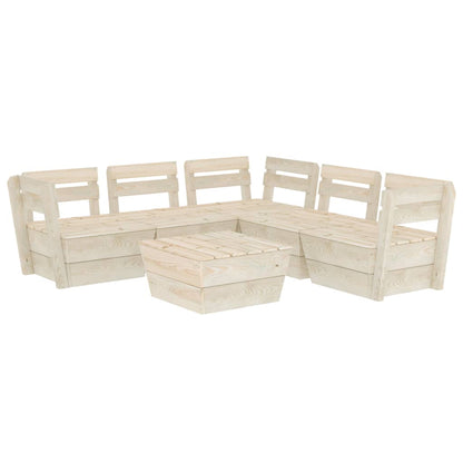 6-Delige Loungeset Pallet Geïmpregneerd Vurenhout 3x hoek + 2x midden + Tafel