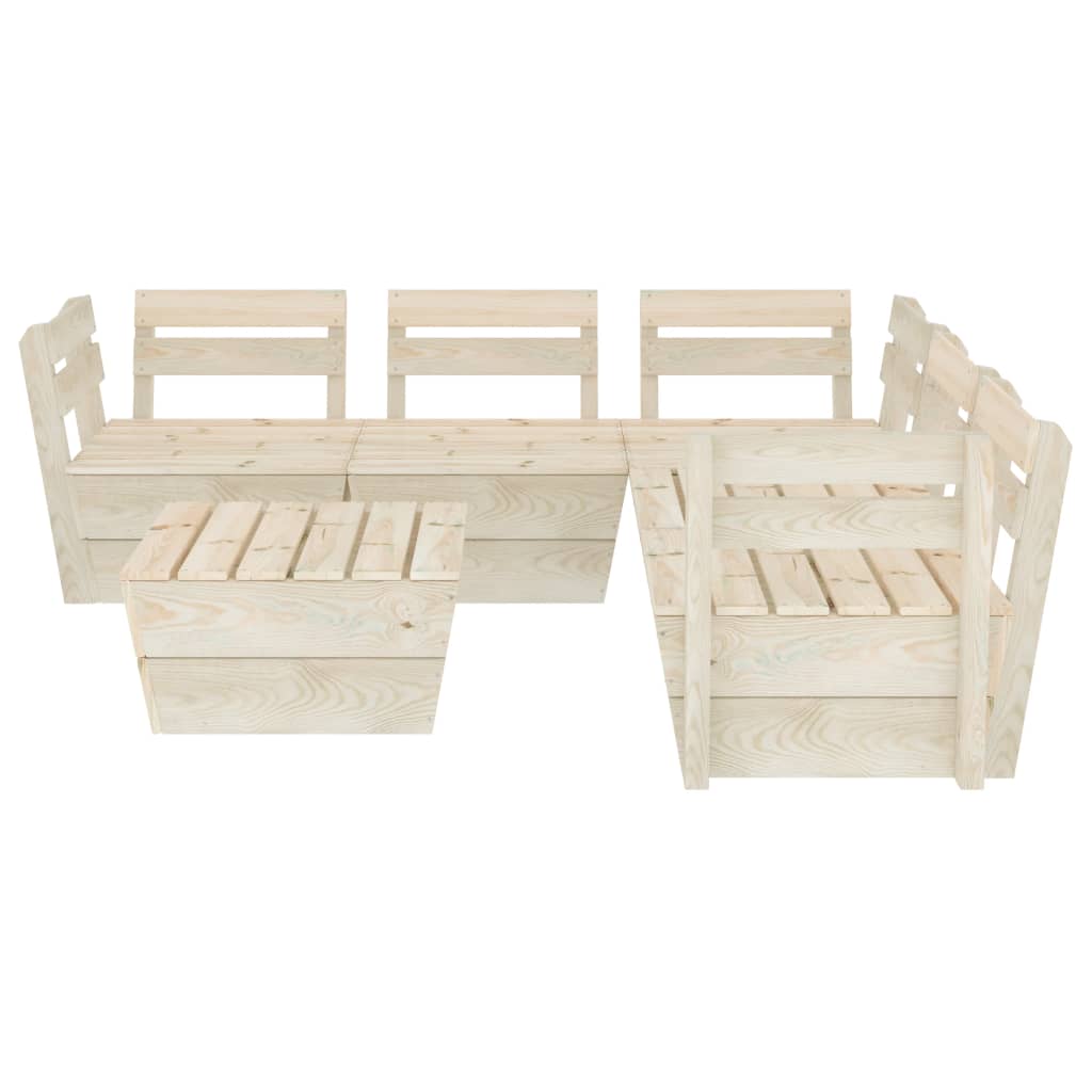 6-Delige Loungeset Pallet Geïmpregneerd Vurenhout 3x hoek + 2x midden + Tafel