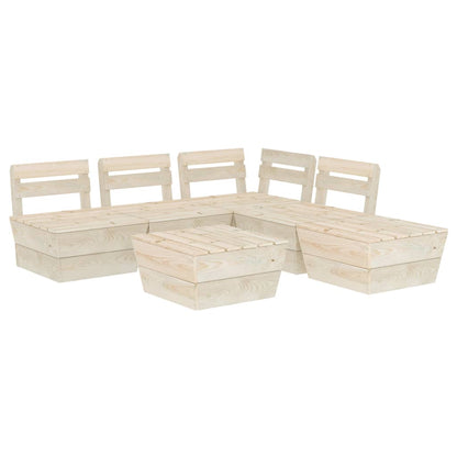 6-Delige Loungeset Pallet Geïmpregneerd Vurenhout hoek + 3x midden + 2x Tafel
