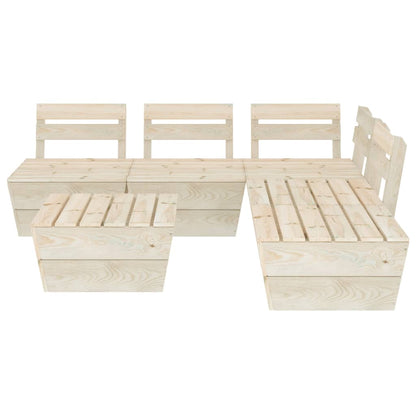 6-Delige Loungeset Pallet Geïmpregneerd Vurenhout hoek + 3x midden + 2x Tafel